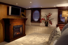 Master stateroom and fireplace