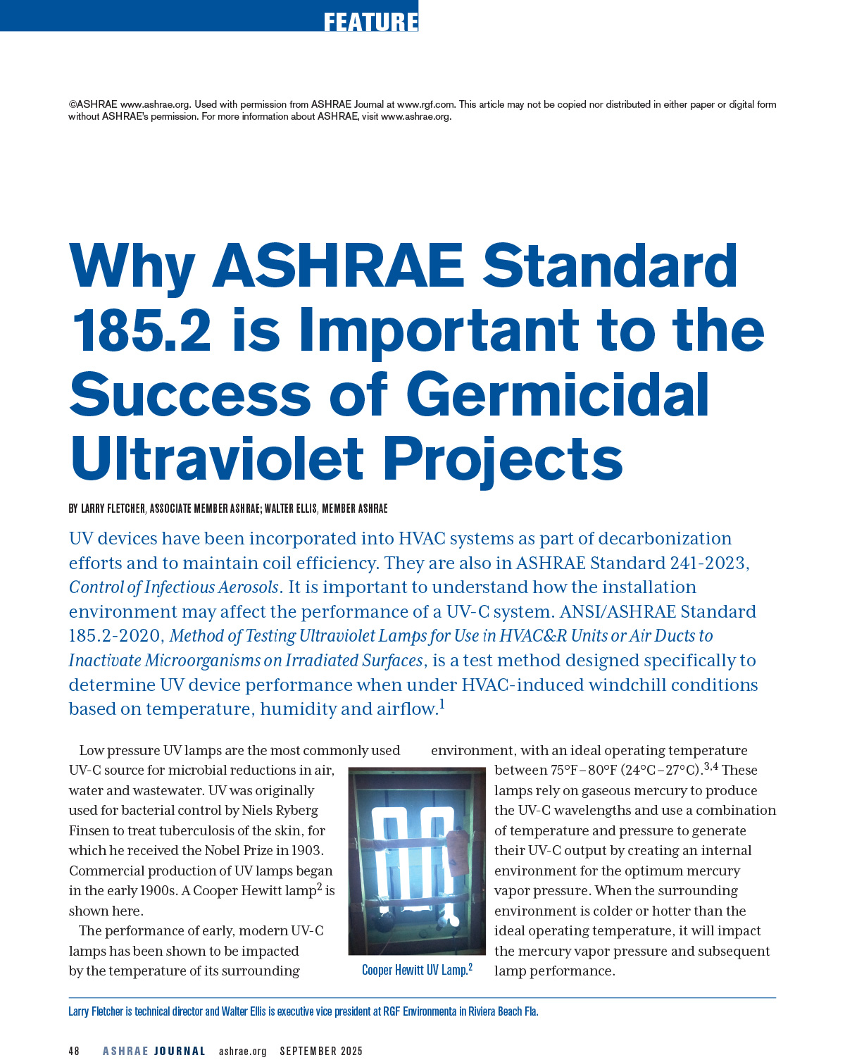 Larry Fletcher in ASHRAE Journal